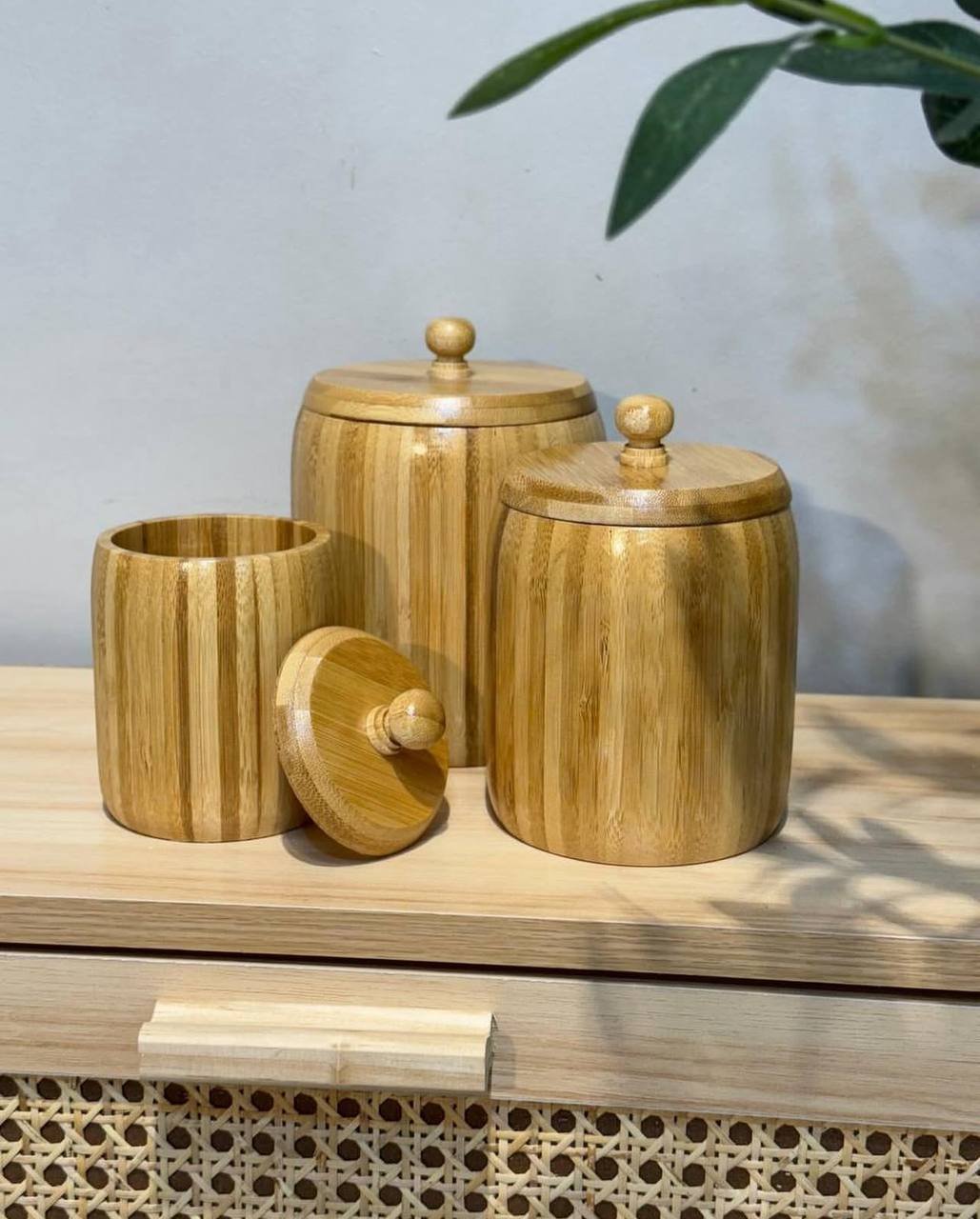 طقم علب بقوليات خشب بامبو أصلي - Image 2